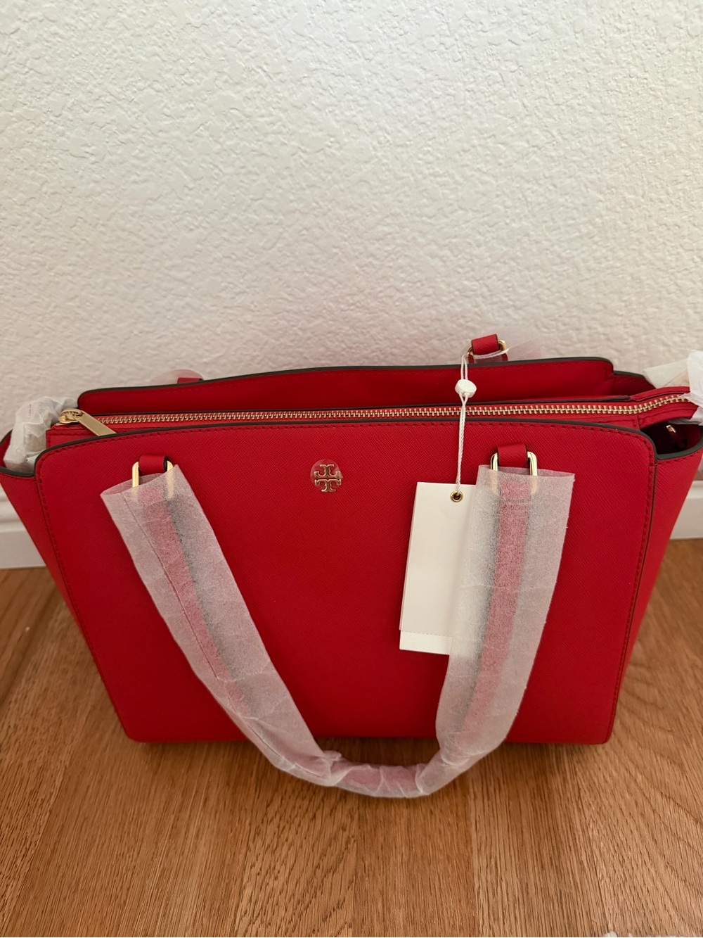 Tory Burch Emerson Small Top Zip Tote Color  Brilliant Red